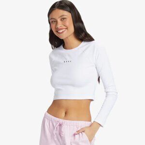 Roxy Roxify Crls Long Sleeve White Crop T-Shirt Size Large New NWT
